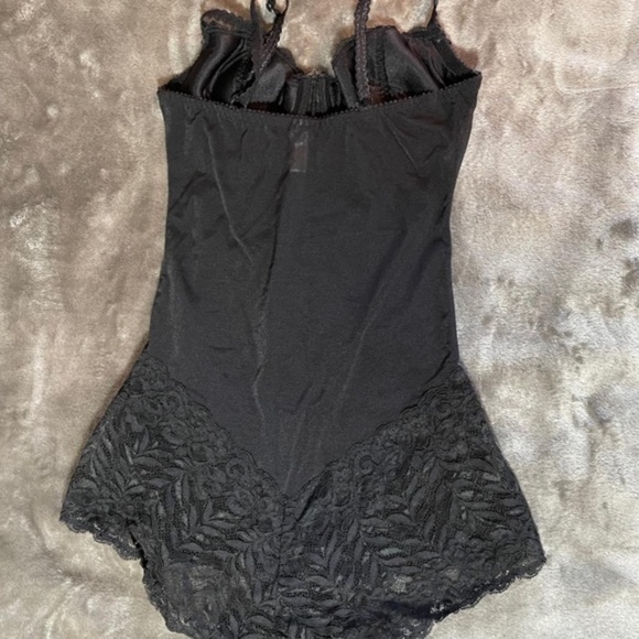 Roselle Black Sheer and hard Lace Body Suit Romper Girdle. Size M - Picture 1 of 7